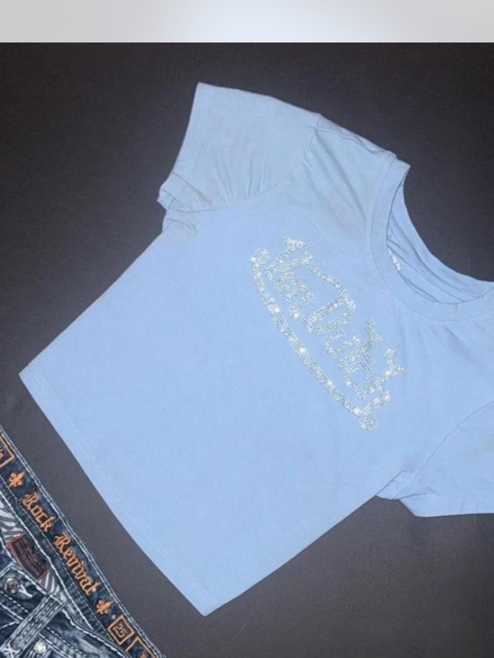 NWOT Von Dutch Rhinestone Crop top